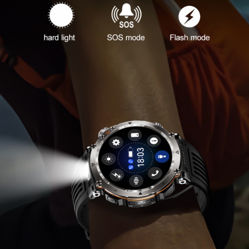 Photography Lighting Assistant - Smartwatch mit Taschenlampe für Herren, BT-Anrufe,