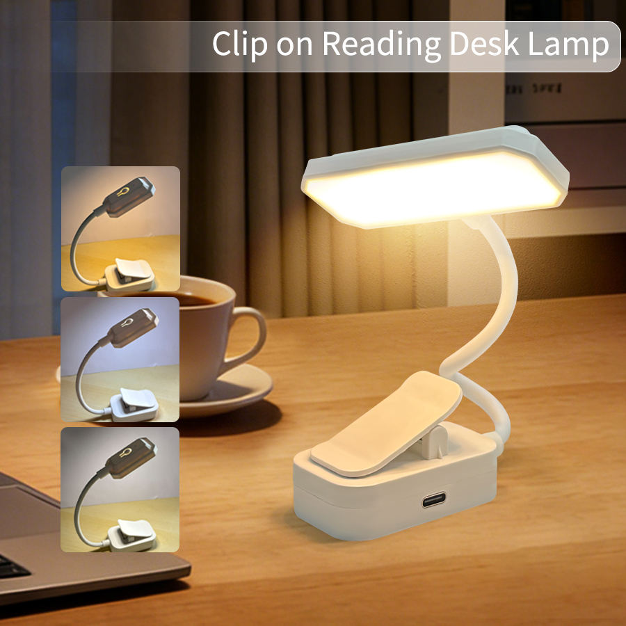 Photography Lighting Book - USB-Aufladbare LED-Clip-On-Buchlampe - Augenschutz Tragbare Nachttischlampe