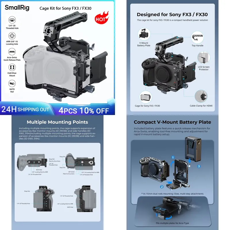 V Mount Battery - Marke: SmallRig FX30 Cage Kit für