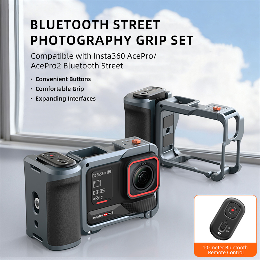 Photography Video Lighting Kit With Adjustable Tripod Stand - VRIG GA-08 Bluetooth-Fernbedienungs-Handgriff-Kit für Insta360 Ace