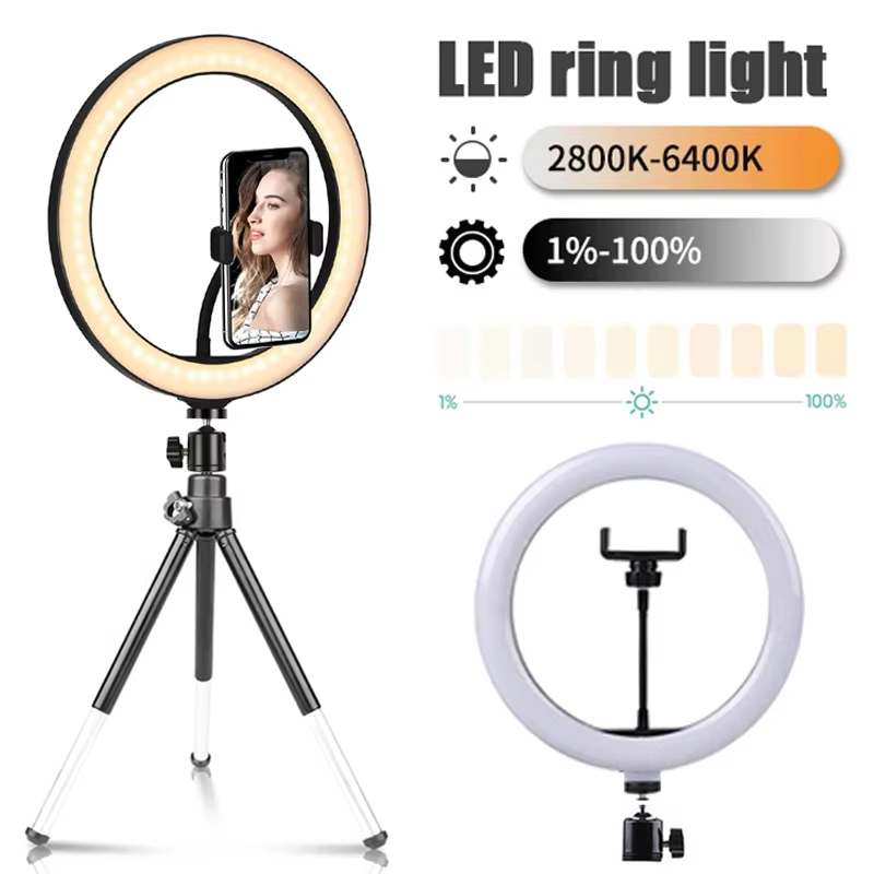Photography Lighting Overhead - 10 Zoll Selfie-Ringlicht Fotografie-Beleuchtung LED-Ringlampe mit