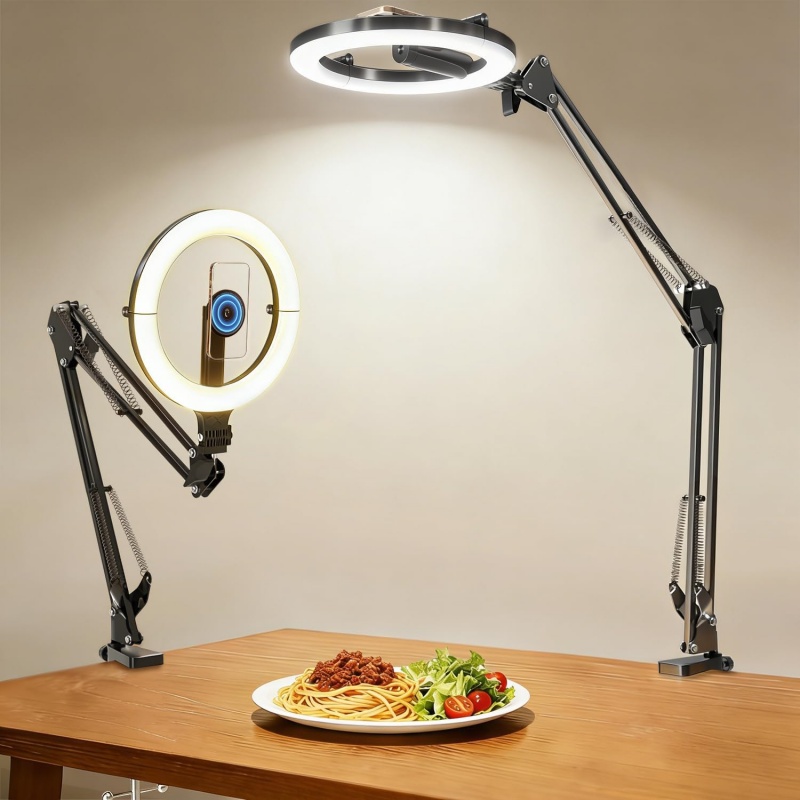Photography Lighting Overhead - Magnetische Overhead-Telefonhalterung mit 10-Zoll-Ringlicht, 5000 mAh
