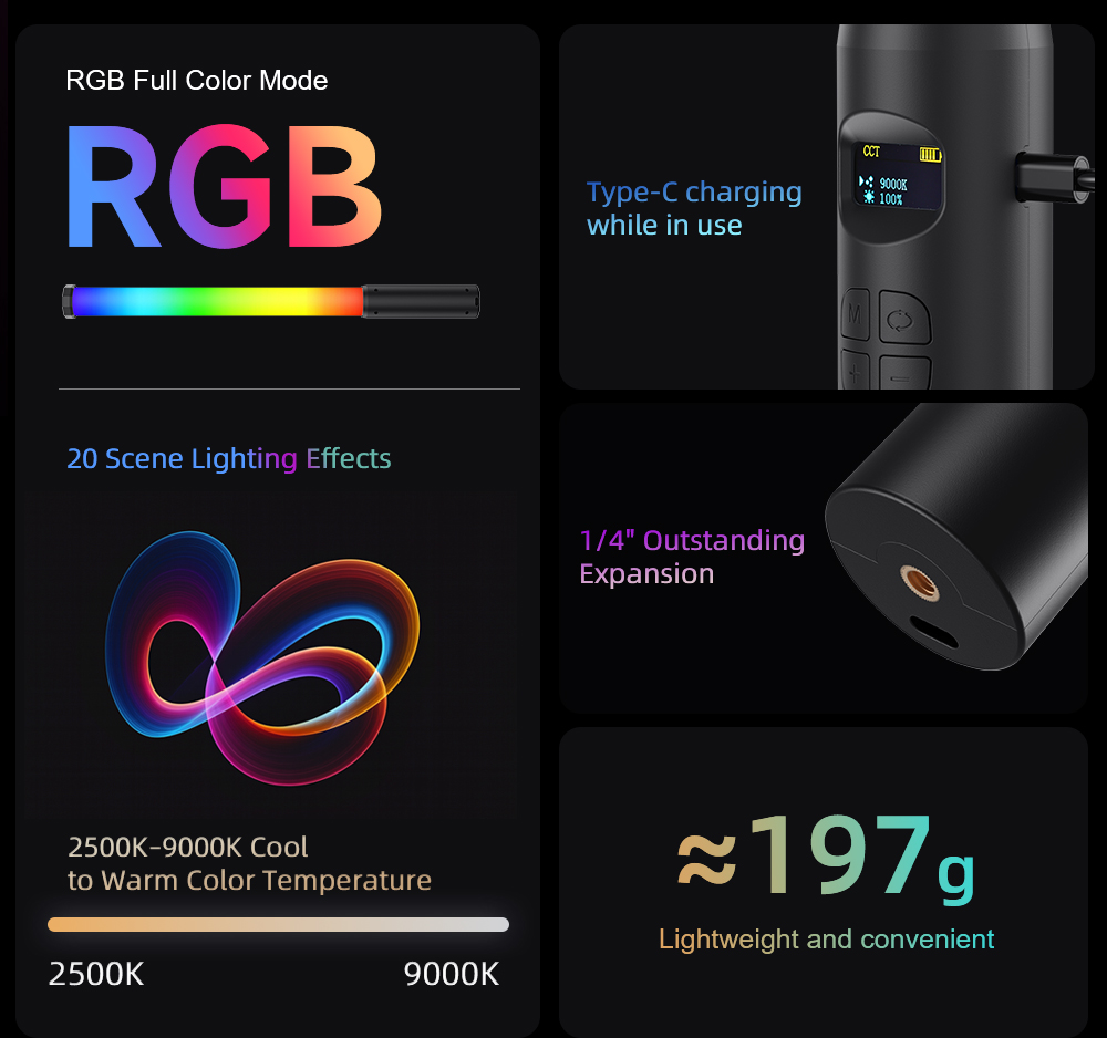 LUXCEO P300 RGB Tube 5W 380LM  – Photography Lighting Wand Bewertung und Preis