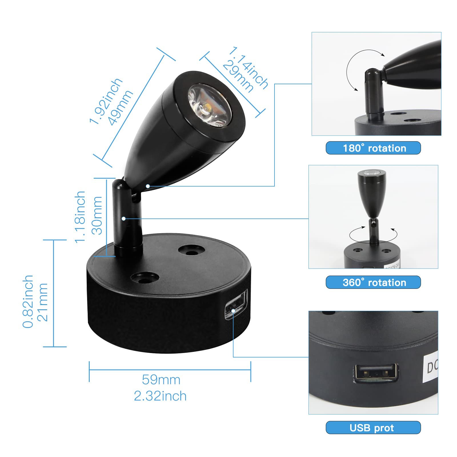 2/1PCS Silber/Schwarz DC 12-24 – Interior Photography Lighting Bewertung und Preis
