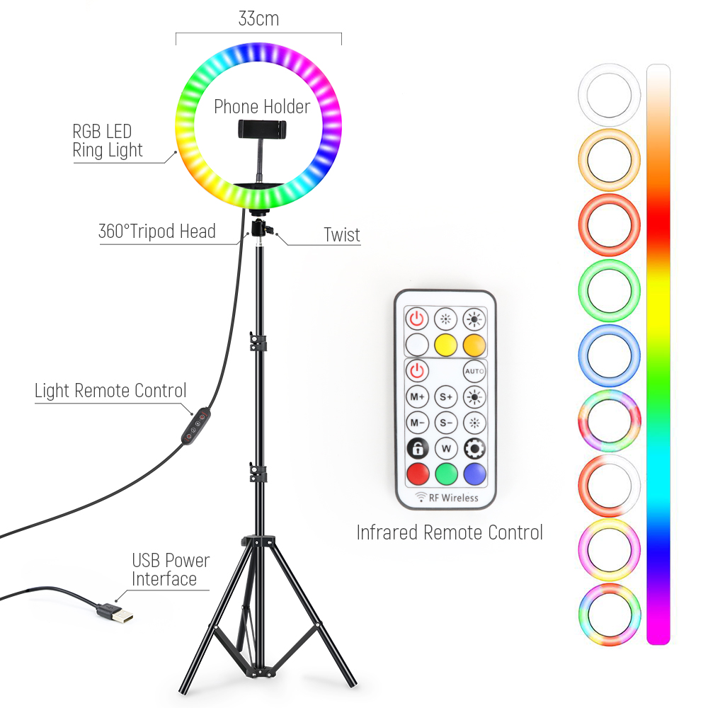 13 Zoll RGB LED Selfie Ringlic – Photography Lighting Overhead Bewertung und Preis